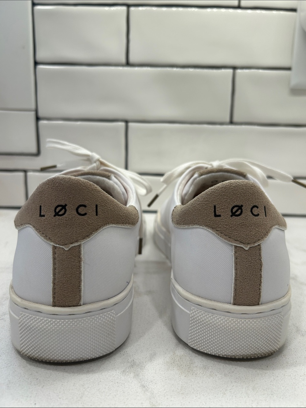 LØCI Nine sneakers White Leather Look Low Top Women’s Neutral Minimalist Casual - Picture 9 of 16